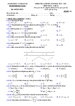 Đề kiểm tra cuối kì 1 Toán 12 năm 2023 – 2024 sở GD&ĐT Đà Nẵng