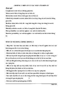 Tóm tắt lý thuyết bài tập chương 1 môn Xác suất thống kê