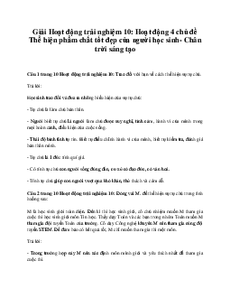 Giải Hoạt động trải nghiệm 10: Hoạt động 4 chủ đề 1 Chân Trời Sáng Tạo