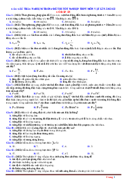 TOP 100 câu trắc nghiệm trong đề thi tốt nghiệp THPT 2022 môn Vật lí