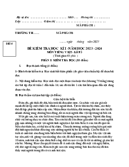 Đề thi học kì 1 môn Tiếng Việt 3 năm 2023 - 2024 (Đề 1) | Kết nối tri thức