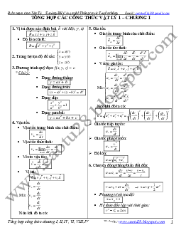 Tổng hợp công thức Vật lý đại cương chương 1 | Đại học Bách khoa Hà Nội