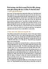 Ảnh hưởng của Cách mạng Tân Hợi đến phong trào giải phóng dân tộc ở châu Á như thế nào?