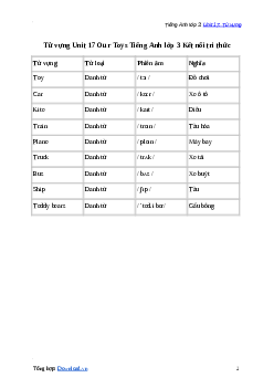 Giải Tiếng Anh lớp 3 Unit 17: Từ vựng | Global Success