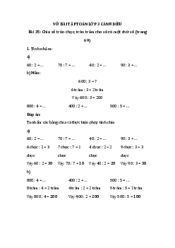 Giải VBT Toán 3 Bài 35: Chia số tròn chục, tròn trăm cho số có một chữ số | Cánh diều