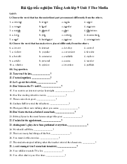 Bài tập trắc nghiệm Tiếng Anh lớp 9 Unit 5 The Media