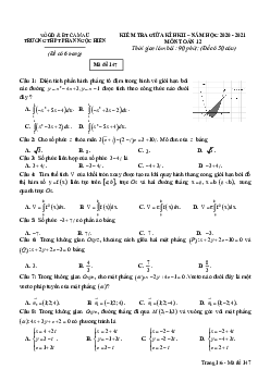 Đề thi giữa kì 2 Toán 12 năm 2020 – 2021 trường Phan Ngọc Hiển – Cà Mau