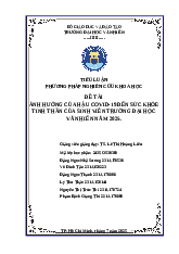 Tiểu luận về Ảnh hưởng của hậu Covid-19 đến sức khỏe tinh thần của sinh viên môn Phương pháp nghiên cứu khoa học | Trường Đại học Văn Hiến