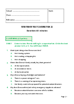 Đề thi giữa học kì 1 môn tiếng Anh lớp 8 năm 2023 - 2024 (Global Success) - Đề 2