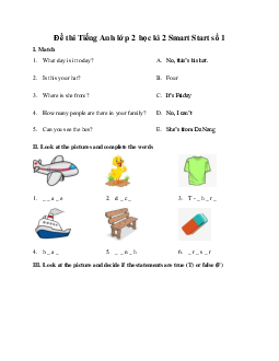 Đề thi Tiếng Anh lớp 2 học kì 2  số 1 | Smart Start