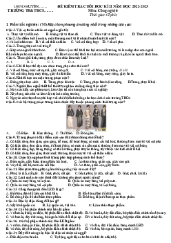 Đề thi học kì 2 môn Công nghệ 6 năm 2022 - 2023 sách Cánh diều | Đề 1