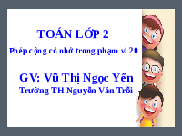 Giáo án điện tử Toán 2 Chương 1 Cánh diều: Phép cộng (có nhớ) trong phạm vi 20