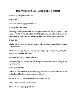 Hóa 9 bài 30: Silic Công nghiệp Silicat