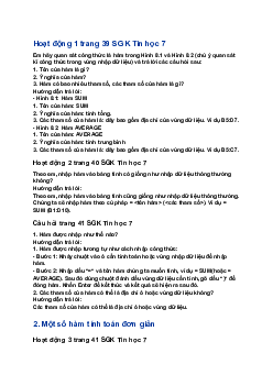 Giải SGK Tin học 7 Bài 9: Trình bày bảng tính| Kết nối tri thức