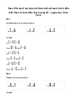 Giải Toán lớp 4 Bài 62: So sánh hai phân số khác mẫu số Cánh diều