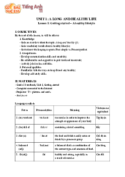 Unit 1: A long and healthy life | Giáo án Tiếng Anh 11 Global Success