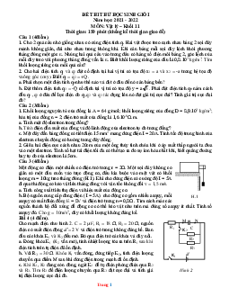 Đề thi HSG cấp trường môn Vật lí 11 (có đáp án)