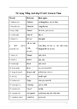 Giải Tiếng Anh 8 Unit 1: Từ vựng | Kết nối tri thức