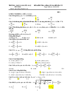 Đề kiểm tra Đại số 10 chương 6 năm 2017 – 2018 trường Nguyễn Huệ – Vũng Tàu