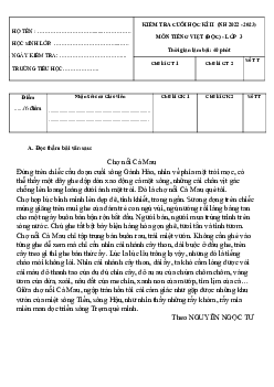 Đề thi học kì 2 môn Tiếng Việt 3 năm 2022 - 2023 (Đề 5) | Chân trời sáng tạo