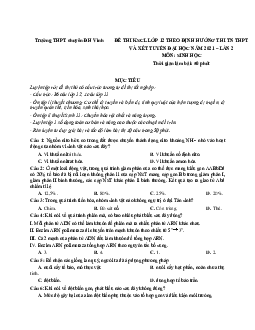 Đề thi thử THPT Quốc gia 2021 môn Sinh học trường THPT chuyên Đại học Vinh lần 1