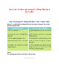 Soạn bài Tự đánh giá trang 93 | Tiếng Việt lớp 3 Cánh diều