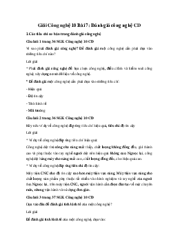 Giải Công nghệ 10 Bài 7: Đánh giá công nghệ CD