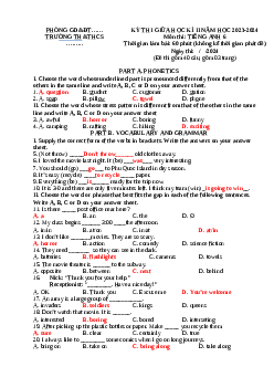 Đề thi giữa học kì 2 môn Tiếng Anh 6 năm 2023 - 2024 sách i-Learn Smart World | Đề 1