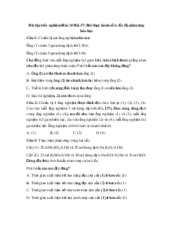 Trắc nghiệm Hóa học 10 bài 37: Bài thực hành số 6, tốc độ phản ứng hóa học