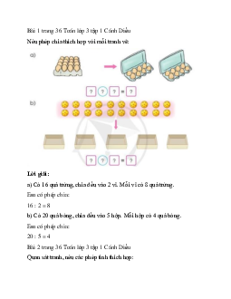 Giải SGK Toán lớp 3 trang 36, 37 Ôn tập về phép chia, bảng chia 2, bảng chia 5 | Cánh Diều