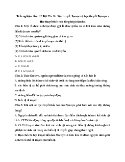 Trắc nghiệm Sinh học 12 bài 25 - 26