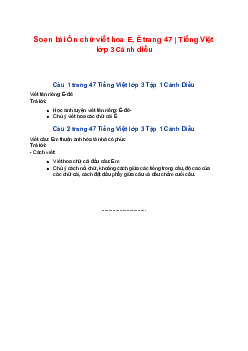 Soạn bài Ôn chữ viết hoa E, Ê trang 47 | Tiếng Việt lớp 3 Cánh diều