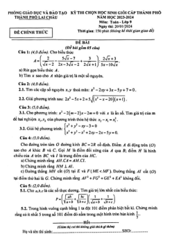 Đề học sinh giỏi Toán 9 năm 2023 – 2024 phòng GD&ĐT thành phố Lai Châu