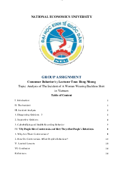Bài tập nhóm môn Organizational behavior đề tài: Analysis of The Incident of A Woman Wearing Backless Shirt in Vietnam