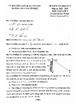 Đề thi học kỳ 1 Toán 9 năm 2021 – 2022 trường THCS Nguyễn Huệ – TP HCM