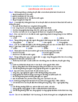 Trắc nghiệm Địa 12 bài 20 có đáp án: Chuyển dịch cơ cấu kinh tế