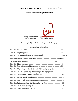 Bài tập lớn môn Quản lý dự án phần mềm đề tài "Tài liệu quản lý cho dự án xây dựng Website bán giày"