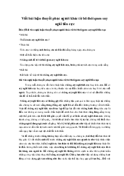Viết bài luận thuyết phục người khác từ bỏ thói quen suy nghĩ tiêu cực Ngữ Văn 10 sách Kết Nối Tri Thức