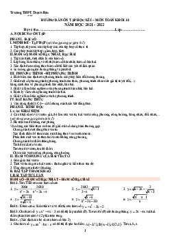 Hướng dẫn ôn tập học kì 1 Toán 10 năm 2021 – 2022 trường THPT Thạch Bàn – Hà Nội