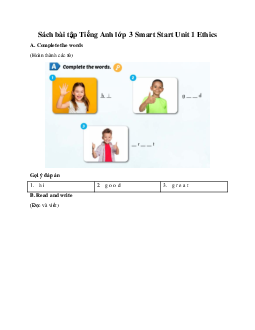 Sách bài tập Tiếng Anh lớp 3 Smart Start Unit 1 Ethics
