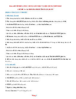 Luyện thi HSG Toán 6 chủ đề: Phương pháp tìm ƯCLN và BCNN