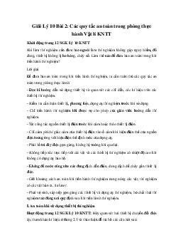 Giải Lý 10 Kết nối tri thức Bài 2: Các quy tắc an toàn trong phòng thực hành Vật lí