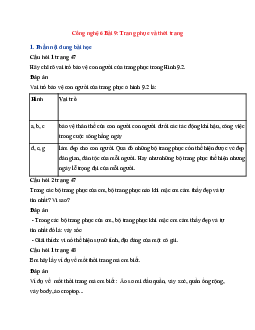 Công nghệ 6 Bài 9: Trang phục và thời trang- Cánh Diều