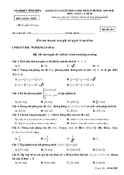 Đề thi học kỳ 2 Toán 10 năm học 2019 – 2020 sở GD&ĐT Vĩnh Phúc