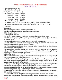 Nội dung ôn tập giữa học kỳ 1 Ngữ Văn 12 năm 2023-2024 (có đáp án)