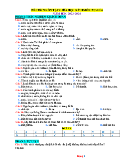 Đề cương ôn tập giữa học kỳ 2 Địa 6 kết nối tri thức 2023-2024