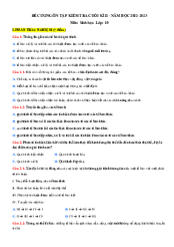 Đề cương ôn tập học kì 2 môn Sinh học 10 Cánh diều