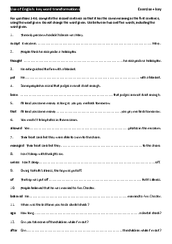 Use of English key word transformations Exercise