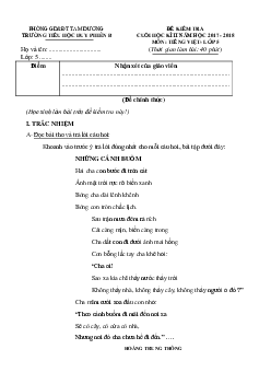Đề thi học kì 2 môn Tiếng Việt lớp 5 trường Tiểu học Duy Phiên B, Vĩnh Phúc năm 2017 - 2018