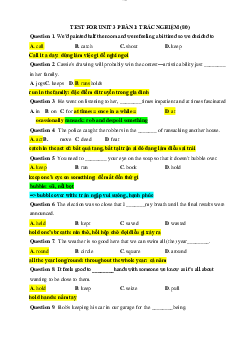 Đề cương Tiếng Anh B1/ Đại học nội vụ Hà Nội